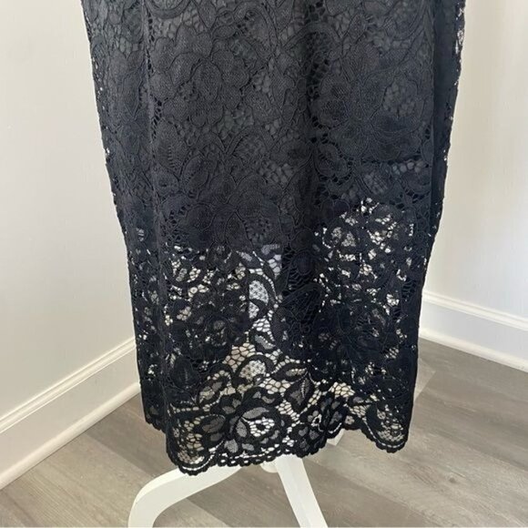 NWOT Sam Edelman Black Embroidered Lace Midi Dress 8 - Picture 5 of 11